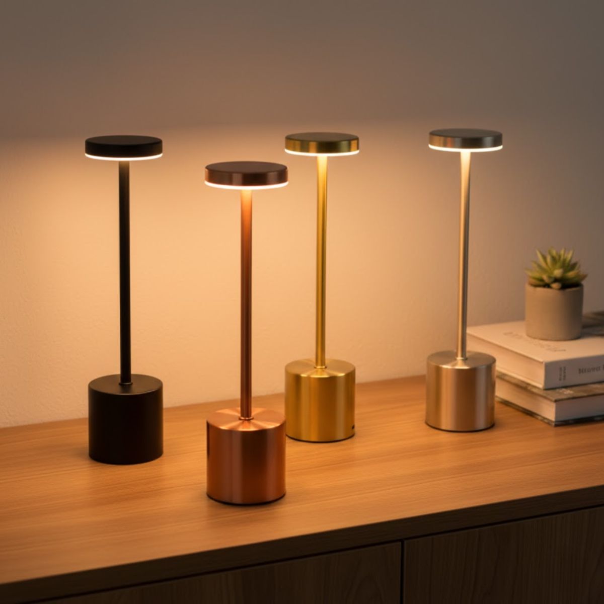 Luminária Abajur LED Recarregável Sem Fio Touch Dimerizável