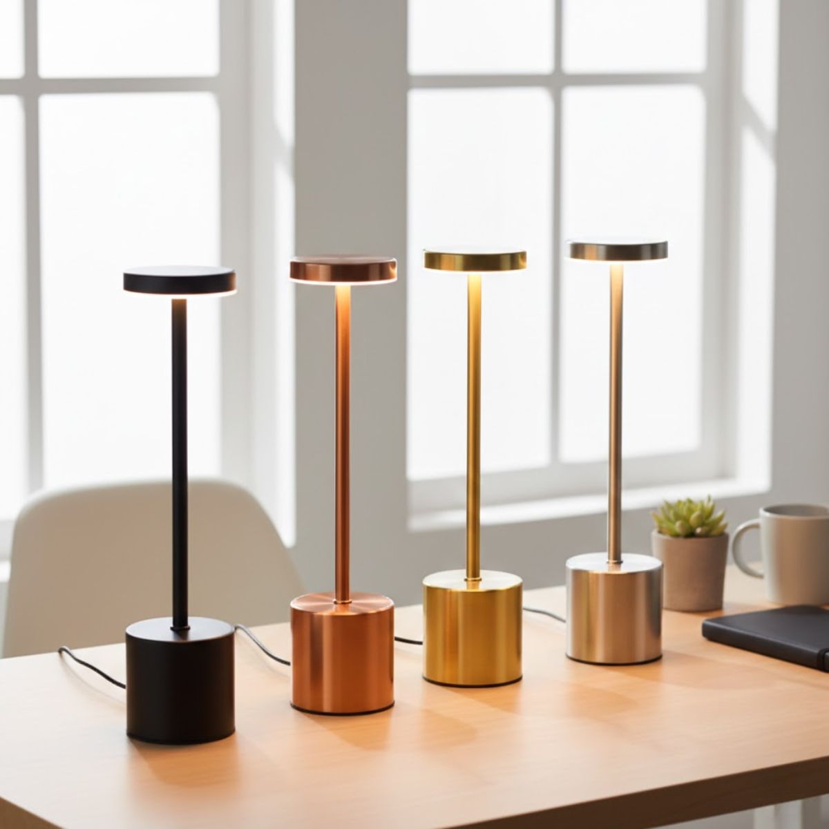 Luminária Abajur LED Recarregável Sem Fio Touch Dimerizável