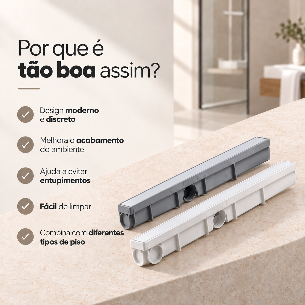 Ralo Linear Oculto 6x50 cm Sifonado para Porcelanato