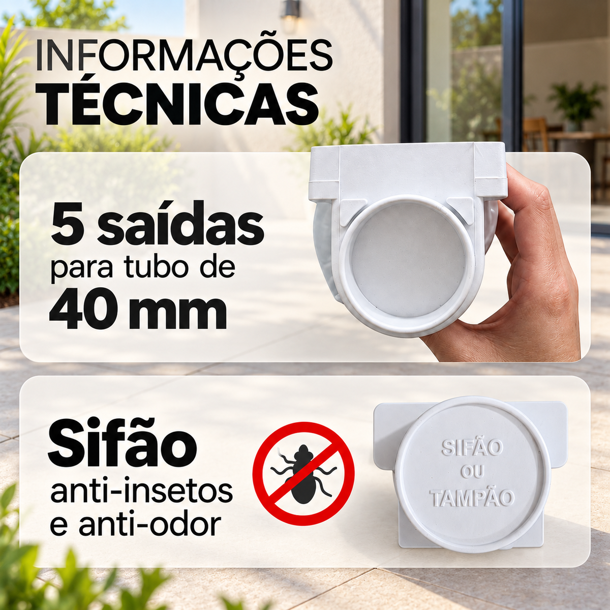 Ralo Linear Oculto 6x50 cm Sifonado para Porcelanato