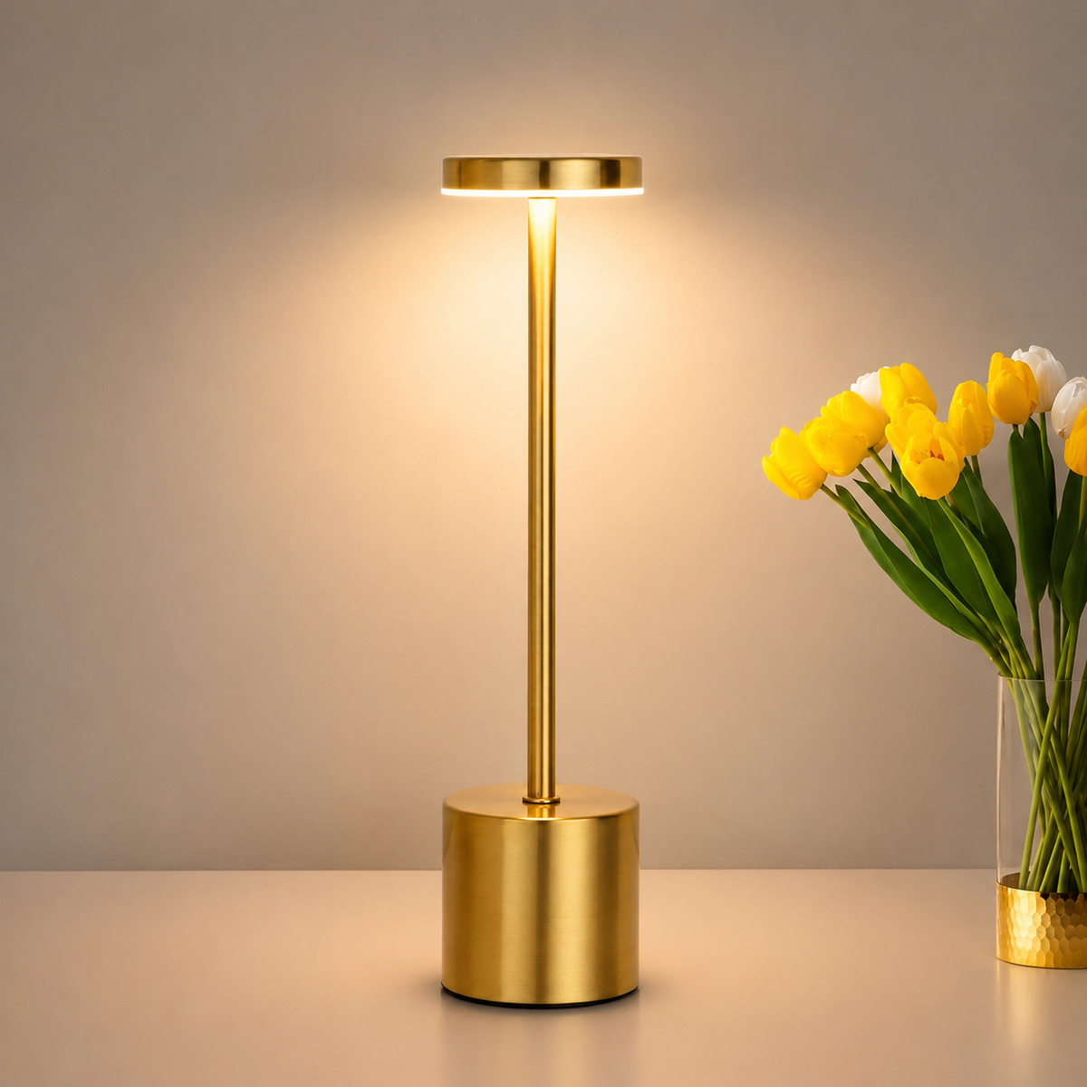 Luminária Abajur LED Recarregável Sem Fio Touch Dimerizável