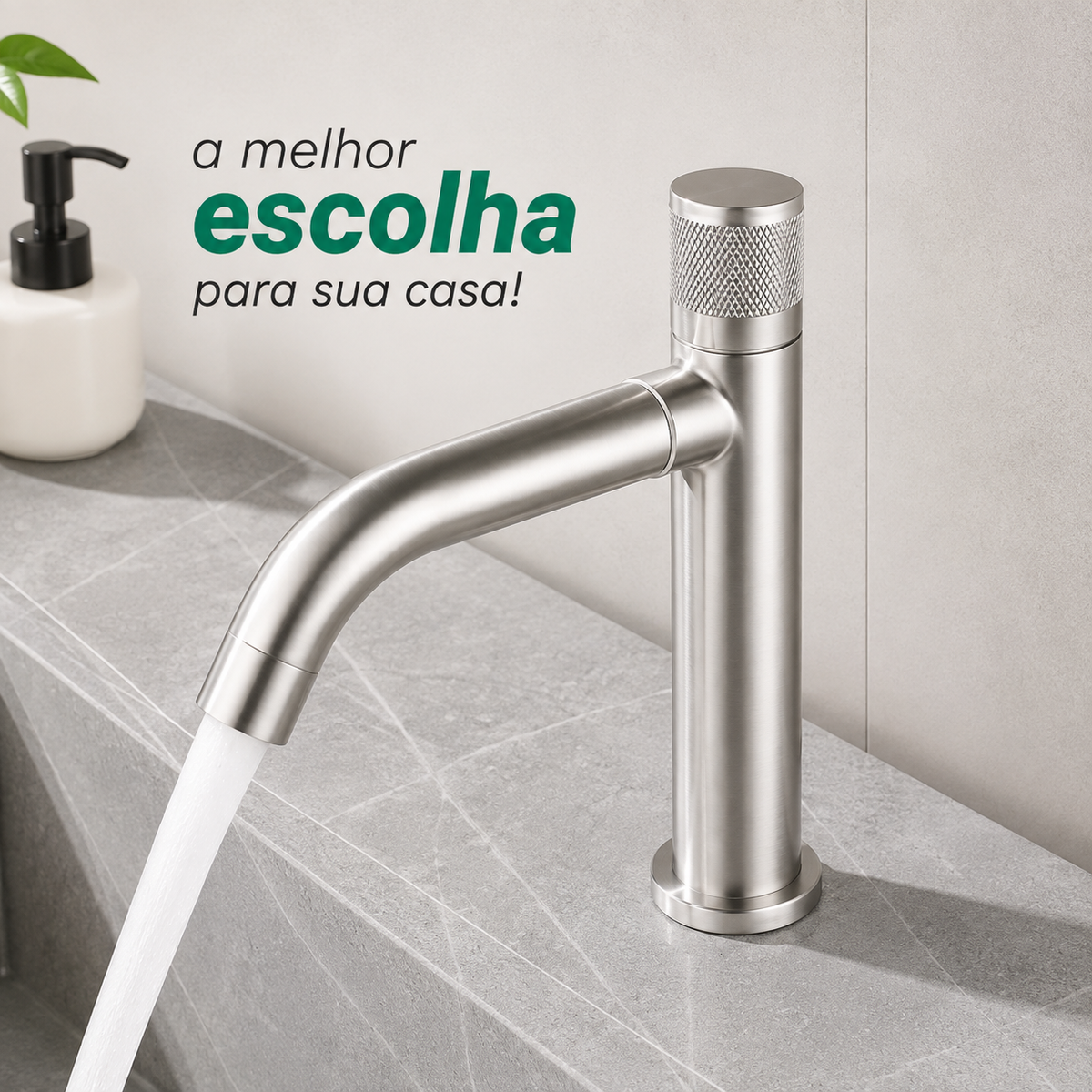 Torneira Bancada - Modelo Vetro - Cromada Fosco