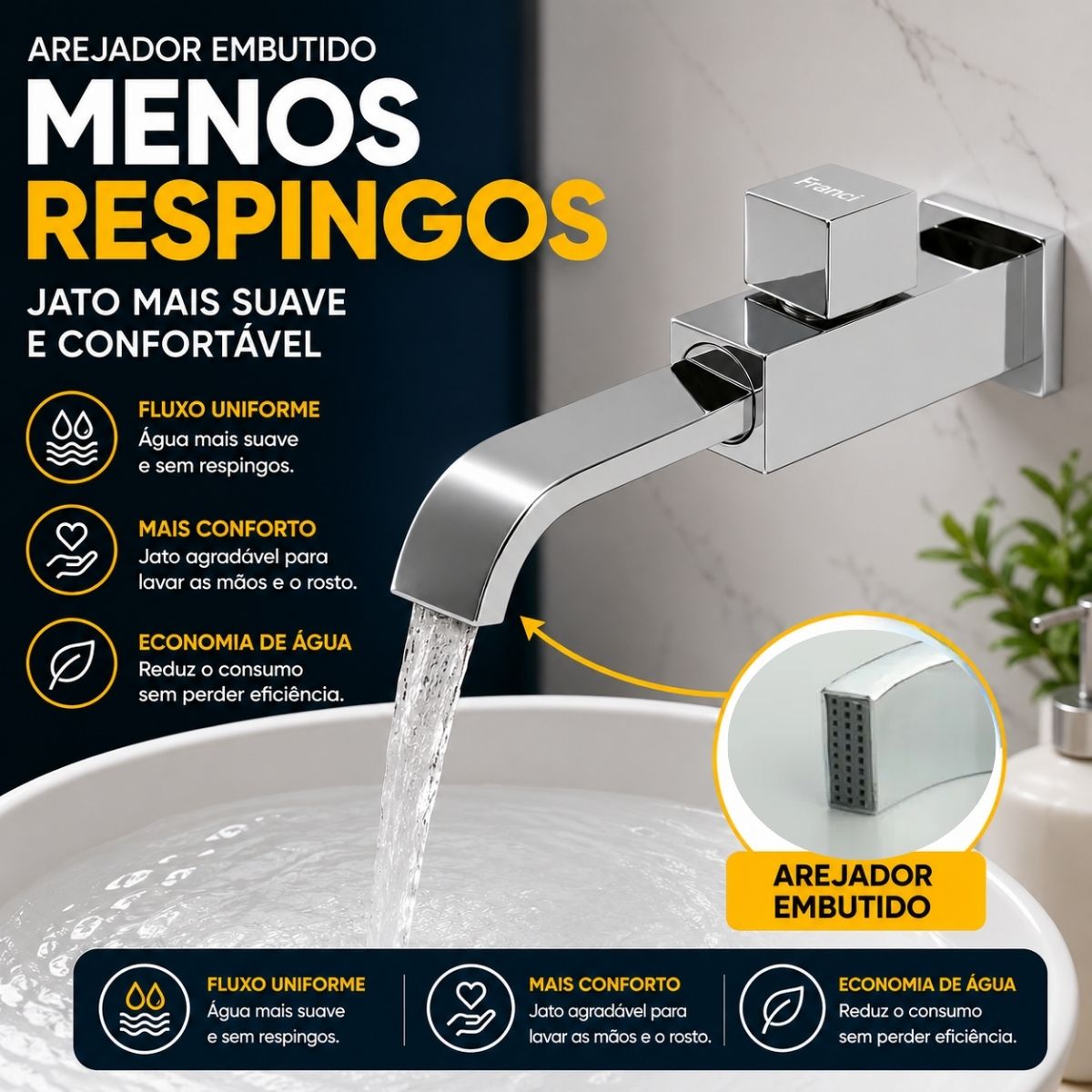 Torneira Parede - Modelo Grand Reno - Cromada