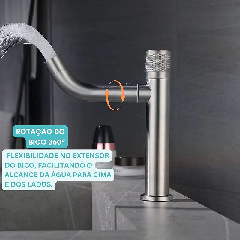 Torneira Bancada - Modelo Vetro - Cromada Fosco