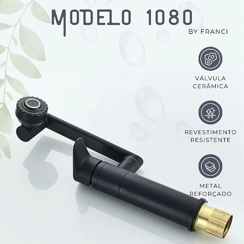 Torneira Bancada Articulada - Modelo 1080 - Preta
