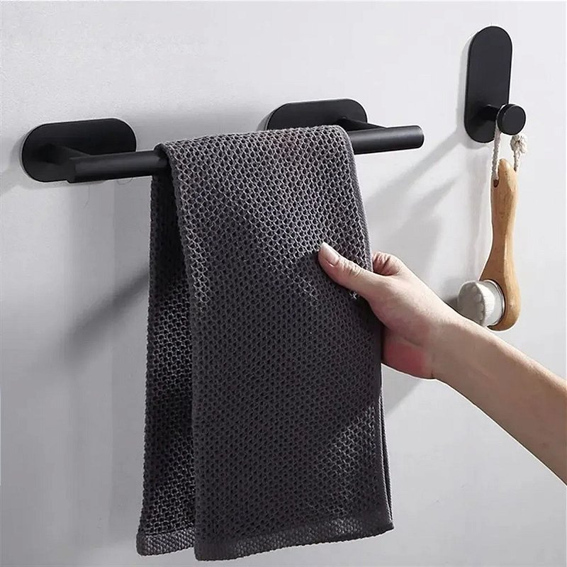 Kit Acessorios Banheiro Preto c/ Adesivo 4pçs