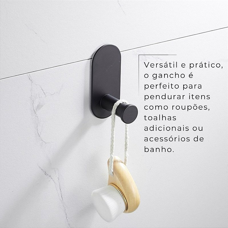 Kit Acessorios Banheiro Preto c/ Adesivo 4pçs