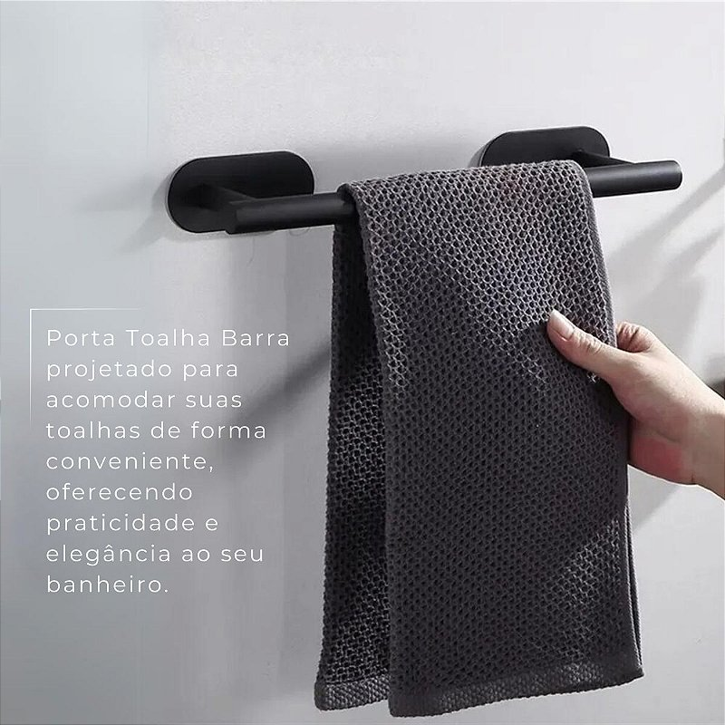 Kit Acessorios Banheiro Preto c/ Adesivo 4pçs