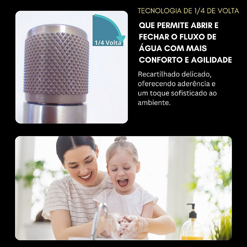 Torneira Bancada - Modelo Vetro - Cromada Fosco