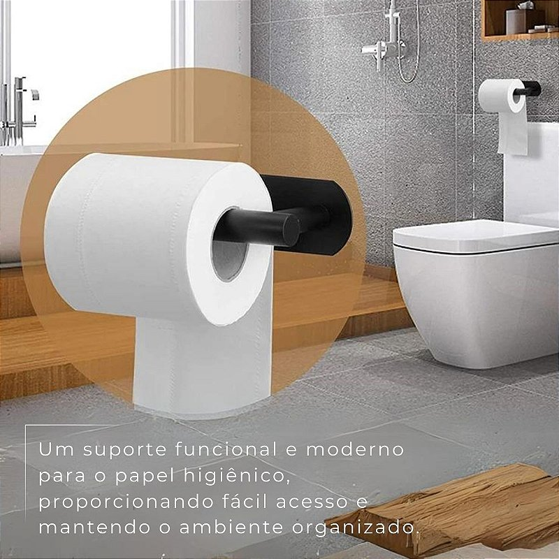 Kit Acessorios Banheiro Preto c/ Adesivo 4pçs