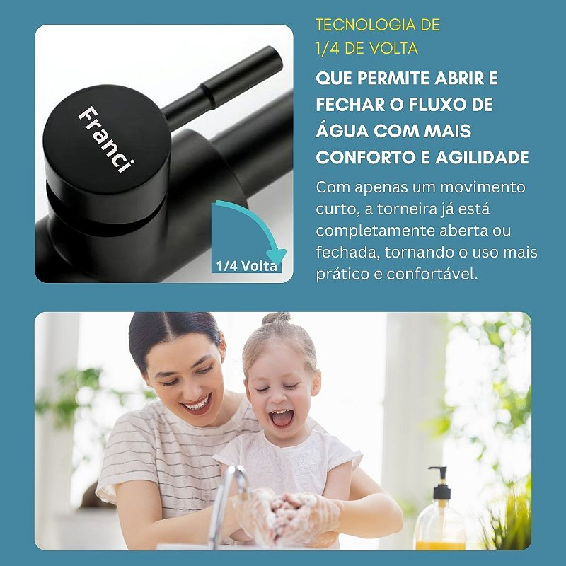 Torneira Bancada Misturador Extensor - Modelo Retracta - Preta
